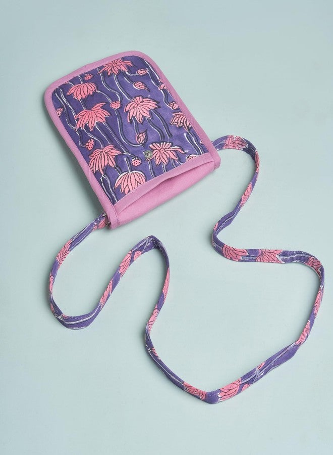 Ayuda Homes Cotton Sling Bag for Women - Floral Print Mobile Bag with Adjustable Strap,Waterproof Phone Holder Wallet & Travel Essentials (Purple) - Image 5